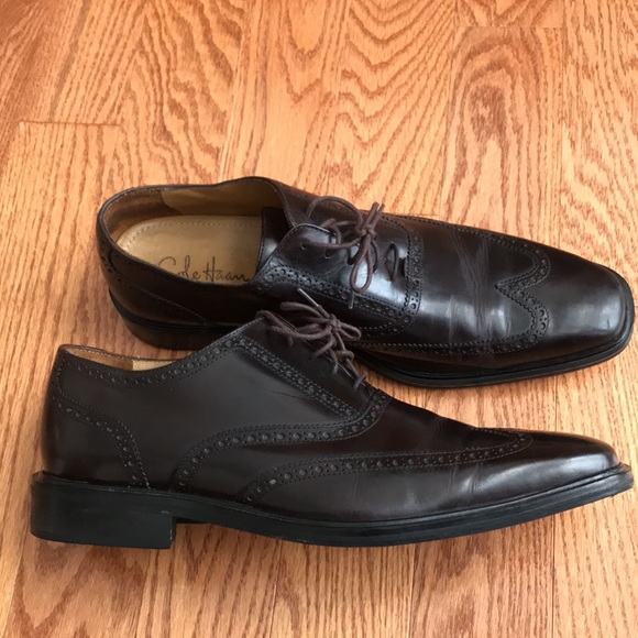 COLE HAAN “Nike Air” technology WINGTIP DRESS SHOES DARK BROWN / OXBLOOD LEATHER - Picture 3 of 9